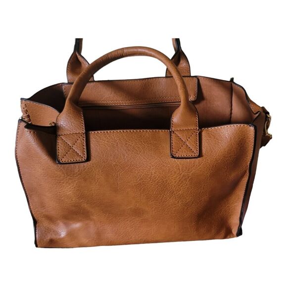 HANNA GRACE Tote HANDBAG Crossbody Caramel 2 piece set NWT. - Picture 4 of 10